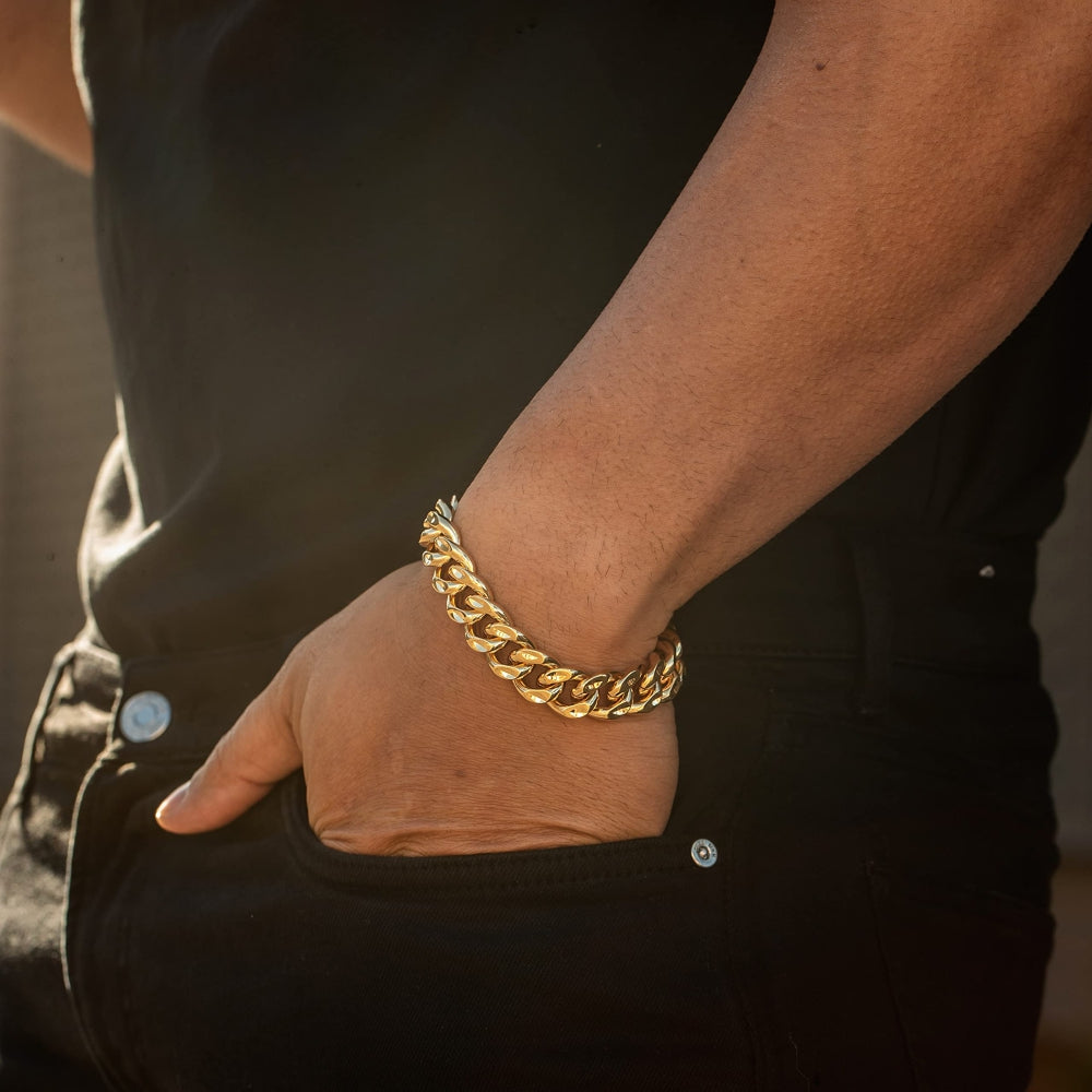 14mm Diamond Cut Miami Curb Cuban Link Bracelet