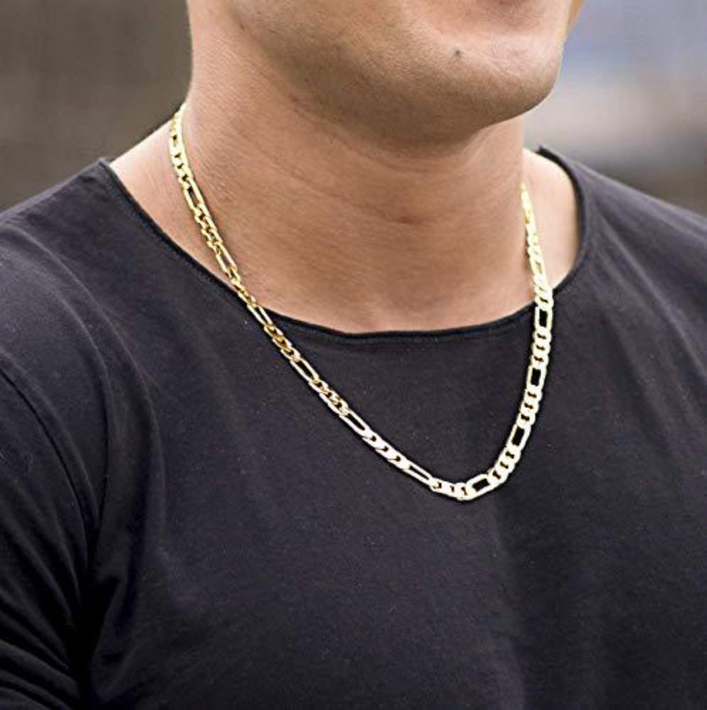 6mm Figaro Chain Gold Necklace Figaro Chain Diamond Cut