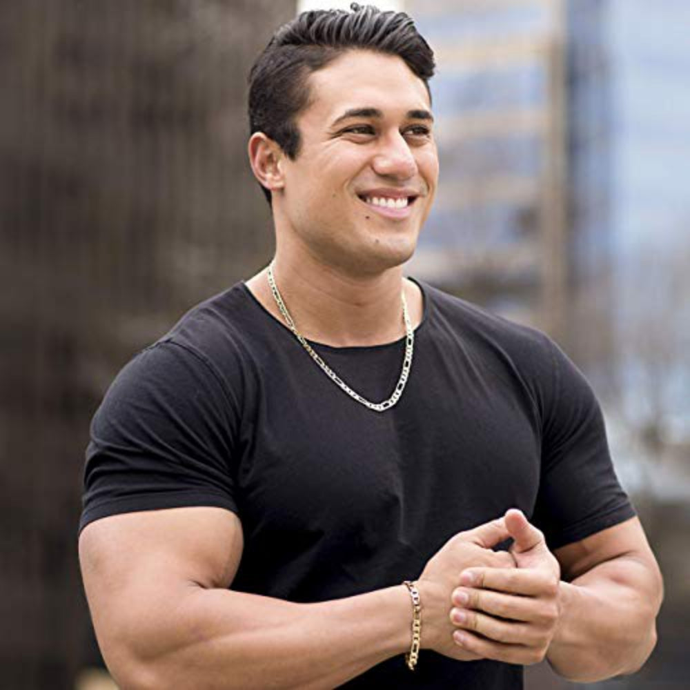 6mm Figaro Chain Gold Necklace Figaro Chain Diamond Cut