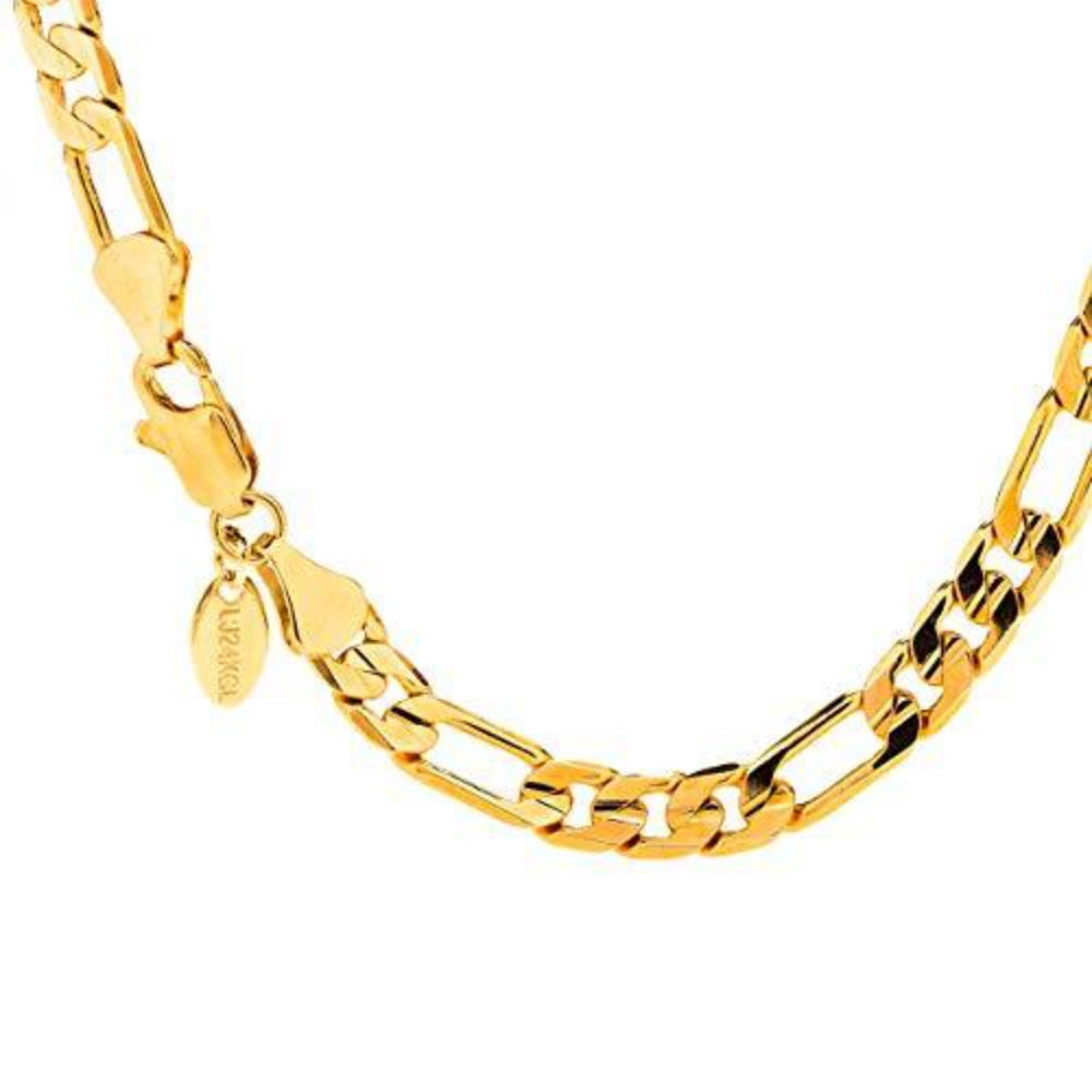 6mm Figaro Chain Gold Necklace Figaro Chain Diamond Cut