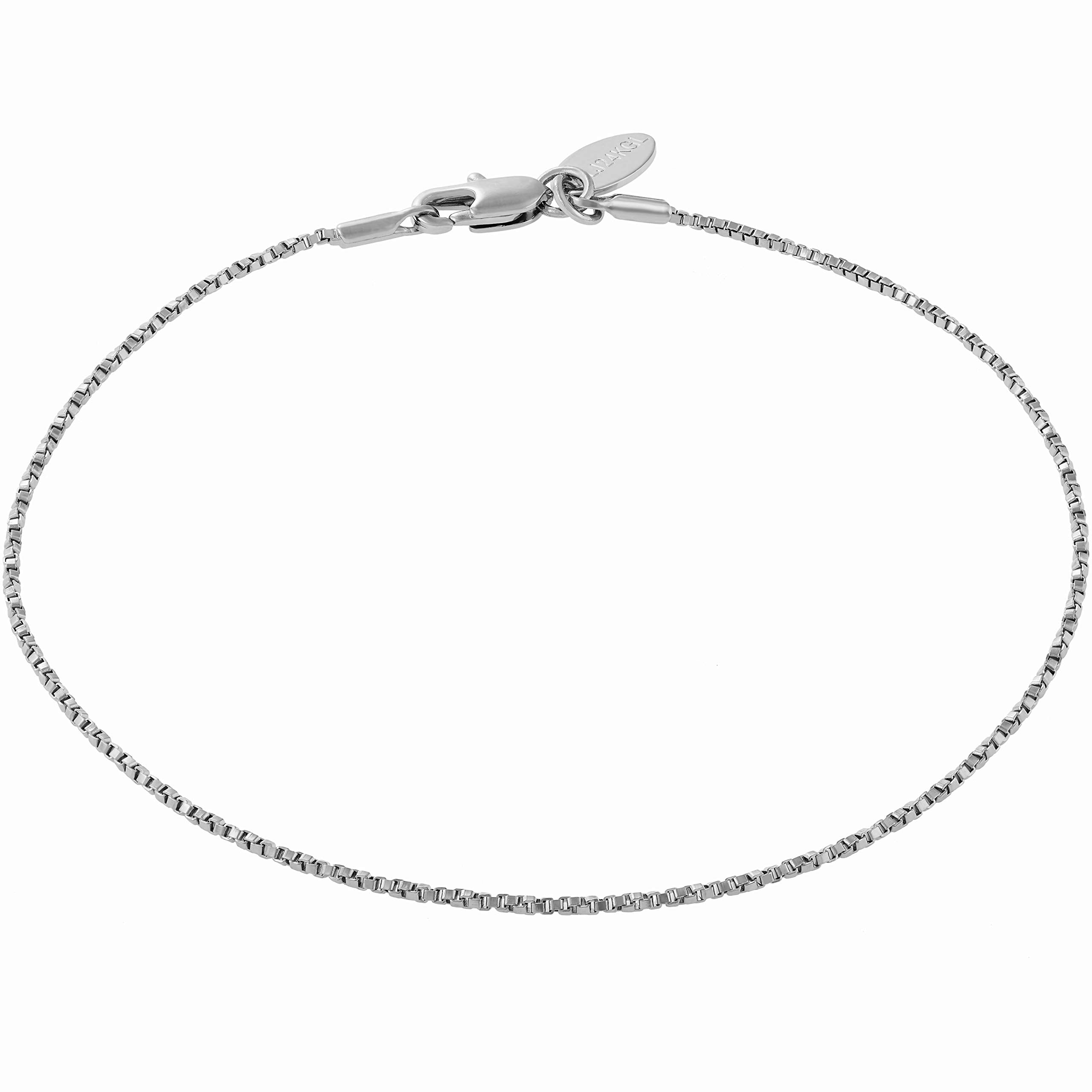 Twisted Box Chain Anklet White Gold