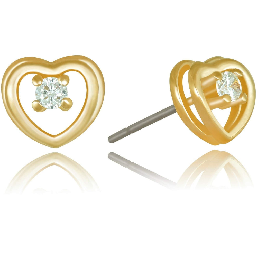 8mm Cubic Zirconia Heart Stud Earrings