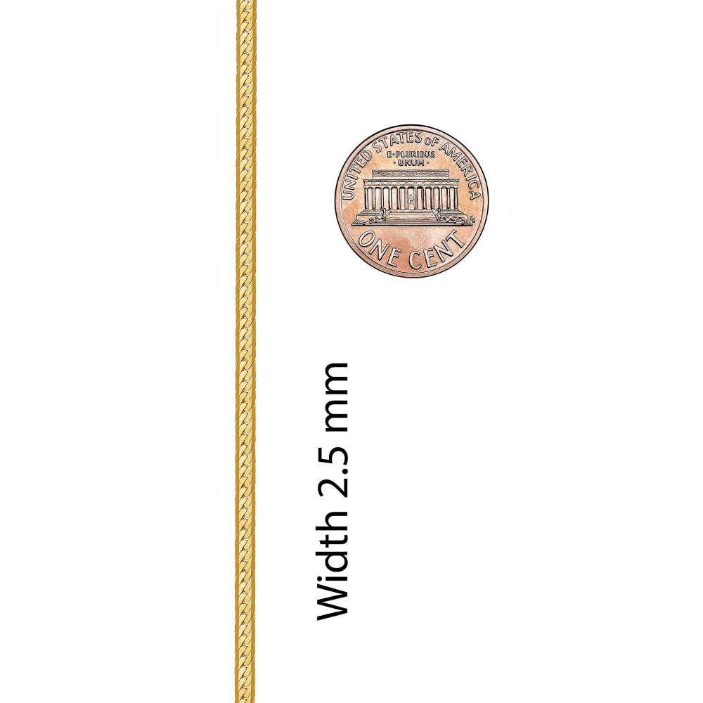 2.5mm Beveled Herringbone Chain Necklace