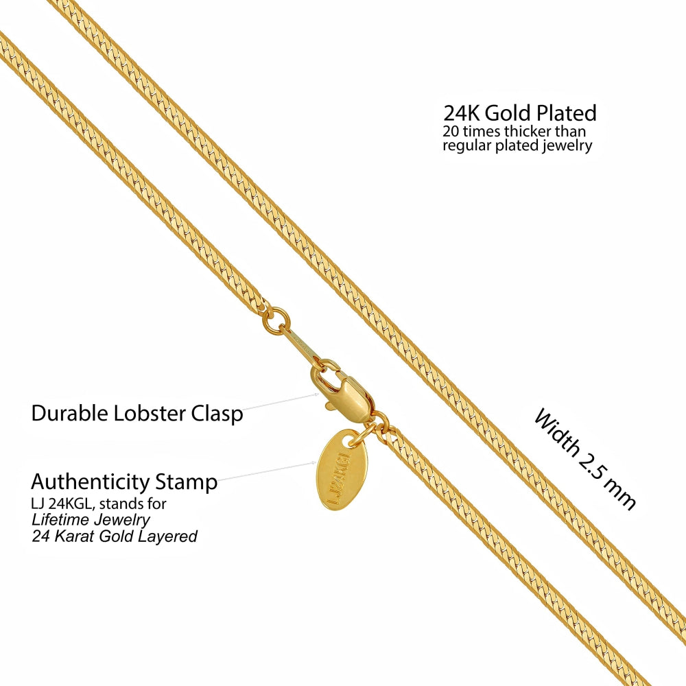 2.5mm Beveled Herringbone Chain Necklace