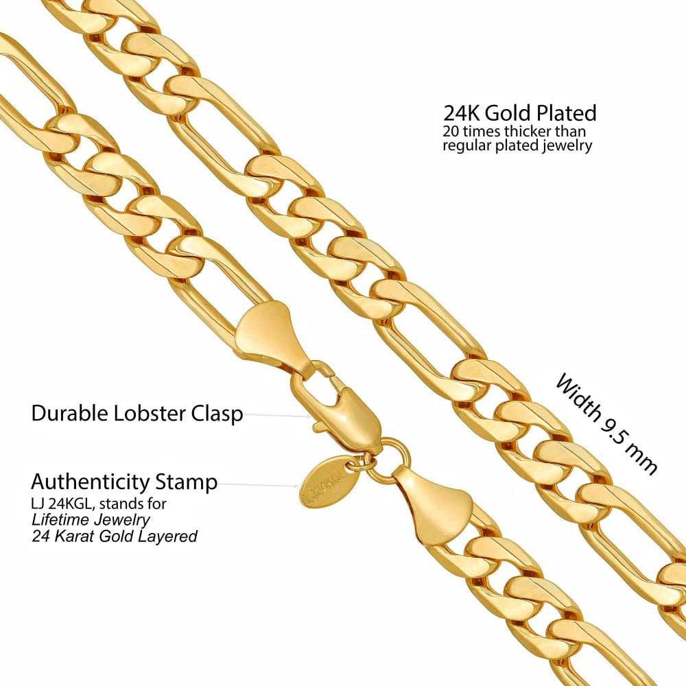 Bevelled Figaro Chain Necklaces (6.5mm, 8mm, & 9.5mm)