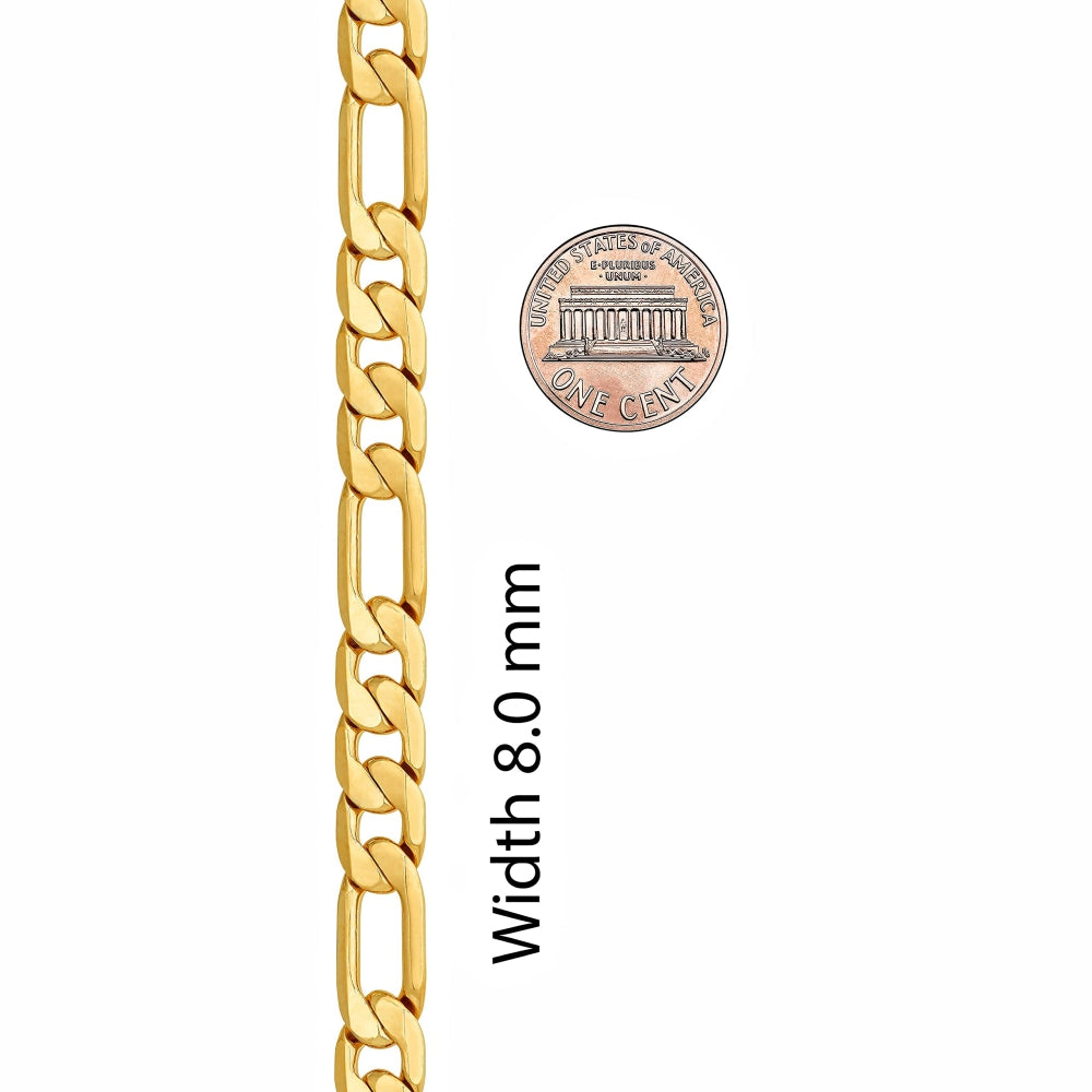Bevelled Figaro Chain Necklaces (6.5mm, 8mm, & 9.5mm)