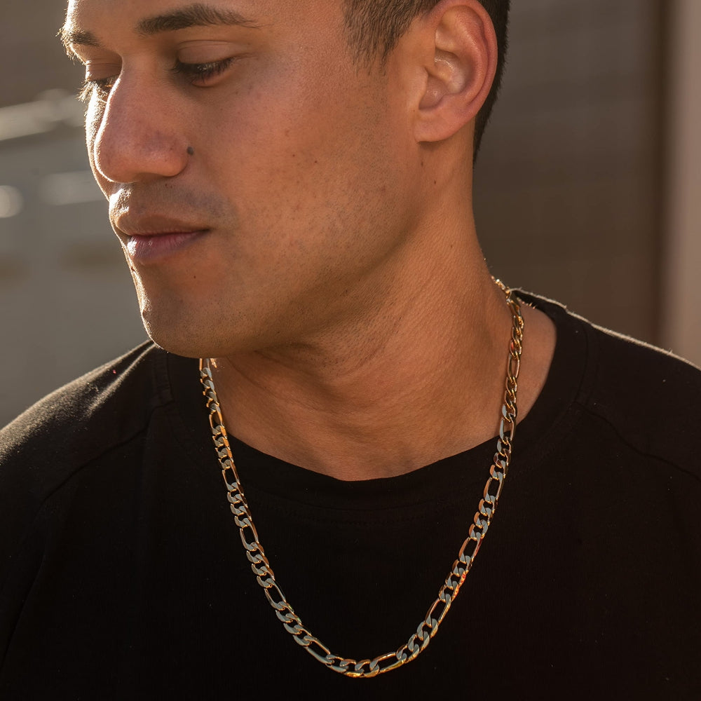 Bevelled Figaro Chain Necklaces (6.5mm, 8mm, & 9.5mm)