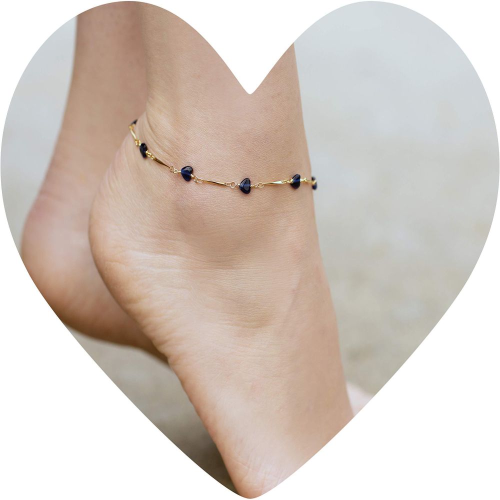 Blue Hearts Anklet
