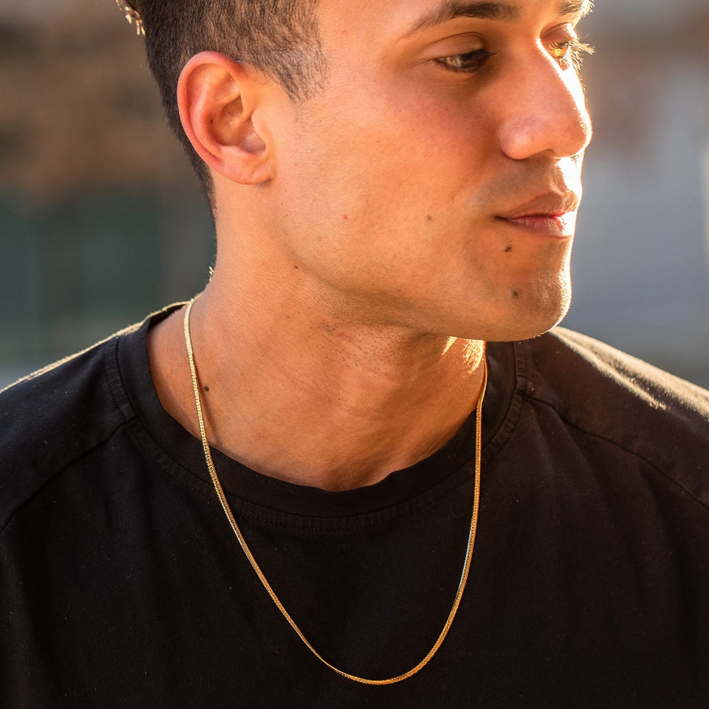 Crushed Herringbone Chain Necklace
