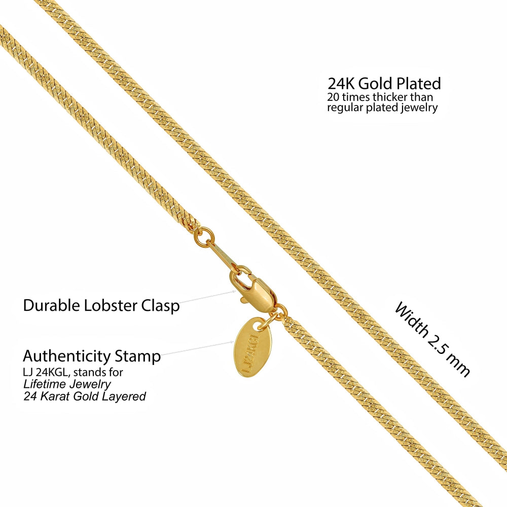 Crushed Herringbone Chain Necklace