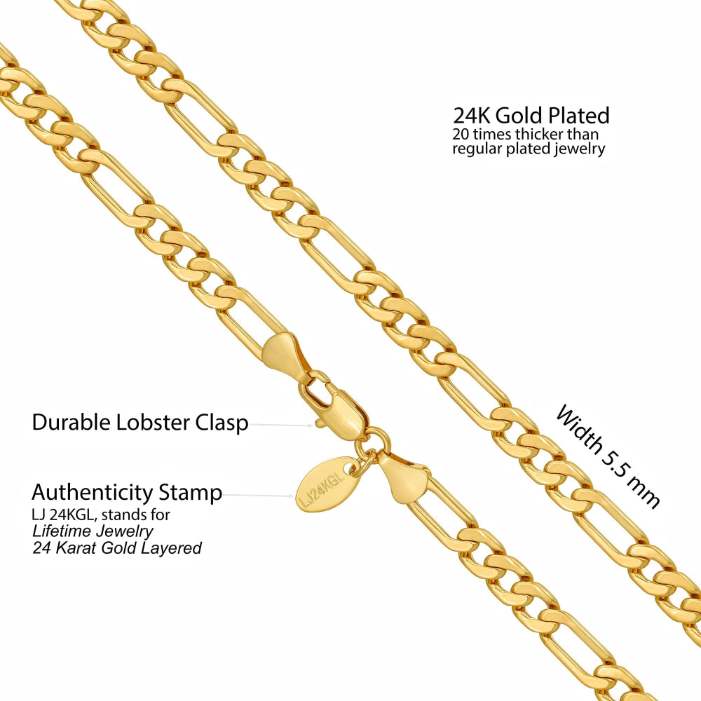 Flat Figaro Chain Necklaces ( 4mm, 5.5mm & 7mm )