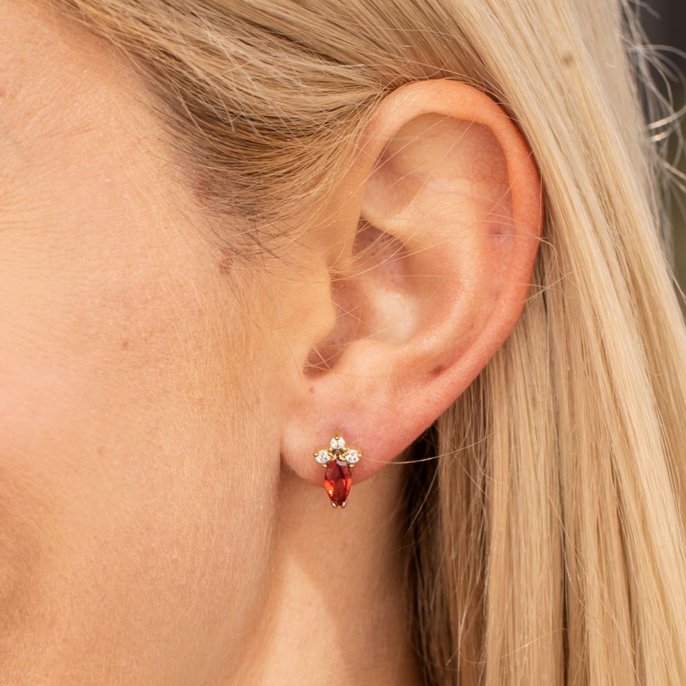 Cubic Zirconia Marquise Birthstone Stud Earrings