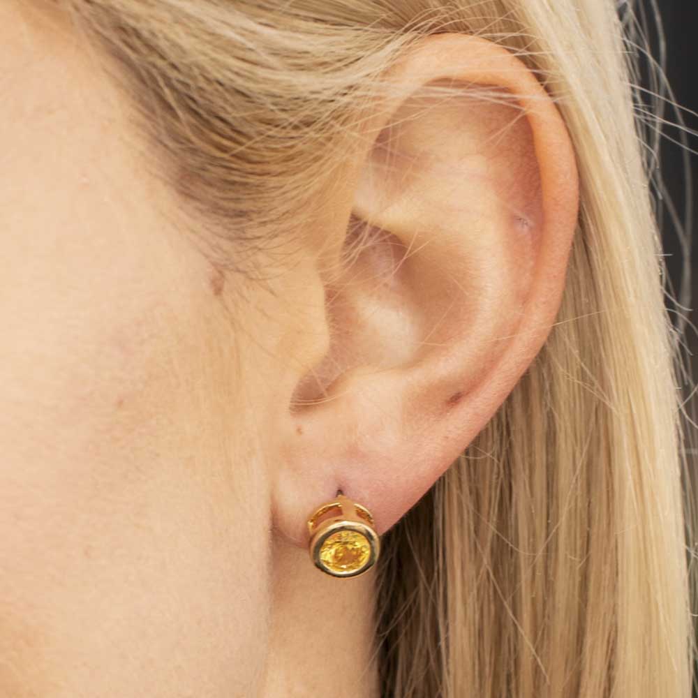 Cubic Zirconia Button Birthstone Stud Earrings